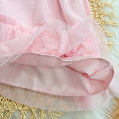 Vestido em Tule com Pérolas - Rosa